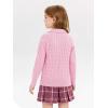 Girls Sweaters Kids Fashion Cable Knit Collared V Neck Pullover Sweater Tops 5-14 Years(Pink)