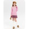 Girls Sweaters Kids Fashion Cable Knit Collared V Neck Pullover Sweater Tops 5-14 Years(Pink)