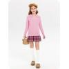 Girls Sweaters Kids Fashion Cable Knit Collared V Neck Pullover Sweater Tops 5-14 Years(Pink)