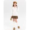Girls Sweaters Kids Fashion Cable Knit Collared V Neck Pullover Sweater Tops 5-14 Years(White)