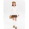 Girls Sweaters Kids Fashion Cable Knit Collared V Neck Pullover Sweater Tops 5-14 Years(White)