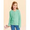 Haloumoning Girls Button Down Cardigan Jackets Kids Long Sleeve Cable Knit Sweaters 5-14 Years(Green)