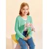 Haloumoning Girls Button Down Cardigan Jackets Kids Long Sleeve Cable Knit Sweaters 5-14 Years(Green)