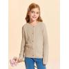 Haloumoning Girls Button Down Cardigan Jackets Kids Long Sleeve Cable Knit Sweaters 5-14 Years(Khaki)