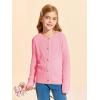 Haloumoning Girls Button Down Cardigan Jackets Kids Long Sleeve Cable Knit Sweaters 5-14 Years(Pink)