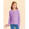 Haloumoning Girls Button Down Cardigan Jackets Kids Long Sleeve Cable Knit Sweaters 5-14 Years(Purple)