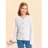 Haloumoning Girls Button Down Cardigan Jackets Kids Long Sleeve Cable Knit Sweaters 5-14 Years(White)