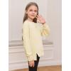 Haloumoning Girls Casual Crewneck Sweatshirt Kids Long Sleeve Side Slit Oversized Pullover Tops 5-14Y(Beige)