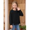 Haloumoning Girls Casual Crewneck Sweatshirt Kids Long Sleeve Side Slit Oversized Pullover Tops 5-14Y(Black)