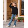 Haloumoning Girls Casual Crewneck Sweatshirt Kids Long Sleeve Side Slit Oversized Pullover Tops 5-14Y(Black)