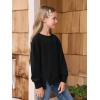 Haloumoning Girls Casual Crewneck Sweatshirt Kids Long Sleeve Side Slit Oversized Pullover Tops 5-14Y(Black)