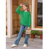 Haloumoning Girls Casual Crewneck Sweatshirt Kids Long Sleeve Side Slit Oversized Pullover Tops 5-14Y(Green)