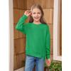 Haloumoning Girls Casual Crewneck Sweatshirt Kids Long Sleeve Side Slit Oversized Pullover Tops 5-14Y(Green)