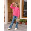 Haloumoning Girls Casual Crewneck Sweatshirt Kids Long Sleeve Side Slit Oversized Pullover Tops 5-14Y(Hot Pink)