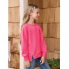 Haloumoning Girls Casual Crewneck Sweatshirt Kids Long Sleeve Side Slit Oversized Pullover Tops 5-14Y(Hot Pink)