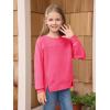 Haloumoning Girls Casual Crewneck Sweatshirt Kids Long Sleeve Side Slit Oversized Pullover Tops 5-14Y(Hot Pink)