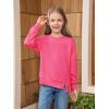 Haloumoning Girls Casual Crewneck Sweatshirt Kids Long Sleeve Side Slit Oversized Pullover Tops 5-14Y(Hot Pink)