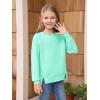 Haloumoning Girls Casual Crewneck Sweatshirt Kids Long Sleeve Side Slit Oversized Pullover Tops 5-14Y(Mint Green)