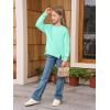 Haloumoning Girls Casual Crewneck Sweatshirt Kids Long Sleeve Side Slit Oversized Pullover Tops 5-14Y(Mint Green)
