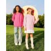 Haloumoning Girls Casual Crewneck Sweatshirt Kids Long Sleeve Side Slit Oversized Pullover Tops 5-14Y(Pink)