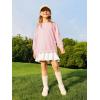 Haloumoning Girls Casual Crewneck Sweatshirt Kids Long Sleeve Side Slit Oversized Pullover Tops 5-14Y(Pink)