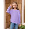 Haloumoning Girls Casual Crewneck Sweatshirt Kids Long Sleeve Side Slit Oversized Pullover Tops 5-14Y(Purple)