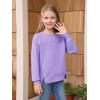 Haloumoning Girls Casual Crewneck Sweatshirt Kids Long Sleeve Side Slit Oversized Pullover Tops 5-14Y(Purple)