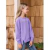 Haloumoning Girls Casual Crewneck Sweatshirt Kids Long Sleeve Side Slit Oversized Pullover Tops 5-14Y(Purple)