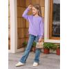 Haloumoning Girls Casual Crewneck Sweatshirt Kids Long Sleeve Side Slit Oversized Pullover Tops 5-14Y(Purple)