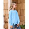 Haloumoning Girls Casual Crewneck Sweatshirt Kids Long Sleeve Side Slit Oversized Pullover Tops 5-14Y(Sky Blue)
