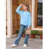 Haloumoning Girls Casual Crewneck Sweatshirt Kids Long Sleeve Side Slit Oversized Pullover Tops 5-14Y(Sky Blue)