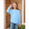 Haloumoning Girls Casual Crewneck Sweatshirt Kids Long Sleeve Side Slit Oversized Pullover Tops 5-14Y(Sky Blue)