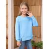 Haloumoning Girls Casual Crewneck Sweatshirt Kids Long Sleeve Side Slit Oversized Pullover Tops 5-14Y(Sky Blue)