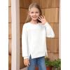 Haloumoning Girls Casual Crewneck Sweatshirt Kids Long Sleeve Side Slit Oversized Pullover Tops 5-14Y(White)