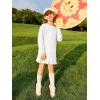 Haloumoning Girls Casual Crewneck Sweatshirt Kids Long Sleeve Side Slit Oversized Pullover Tops 5-14Y(White)