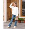 Haloumoning Girls Casual Crewneck Sweatshirt Kids Long Sleeve Side Slit Oversized Pullover Tops 5-14Y(White)