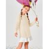 Haloumoning Girls Cute Heart Love Print Sweater Tops Oversized Crew Neck Dot Ball Knitted Valentine Pullover 5-14 Years(Beige)