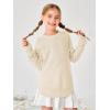 Haloumoning Girls Cute Heart Love Print Sweater Tops Oversized Crew Neck Dot Ball Knitted Valentine Pullover 5-14 Years(Beige)