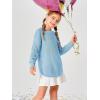 Haloumoning Girls Cute Heart Love Print Sweater Tops Oversized Crew Neck Dot Ball Knitted Valentine Pullover 5-14 Years(Blue)