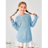 Haloumoning Girls Cute Heart Love Print Sweater Tops Oversized Crew Neck Dot Ball Knitted Valentine Pullover 5-14 Years(Blue)