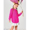 Haloumoning Girls Cute Heart Love Print Sweater Tops Oversized Crew Neck Dot Ball Knitted Valentine Pullover 5-14 Years(Hot Pink)
