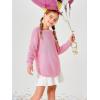 Haloumoning Girls Cute Heart Love Print Sweater Tops Oversized Crew Neck Dot Ball Knitted Valentine Pullover 5-14 Years(Pink)