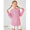 Haloumoning Girls Cute Heart Love Print Sweater Tops Oversized Crew Neck Dot Ball Knitted Valentine Pullover 5-14 Years(Pink)