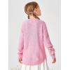 Haloumoning Girls Cute Heart Love Print Sweater Tops Oversized Crew Neck Dot Ball Knitted Valentine Pullover 5-14 Years(Pink)