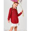Haloumoning Girls Cute Heart Love Print Sweater Tops Oversized Crew Neck Dot Ball Knitted Valentine Pullover 5-14 Years(Red)