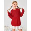 Haloumoning Girls Cute Heart Love Print Sweater Tops Oversized Crew Neck Dot Ball Knitted Valentine Pullover 5-14 Years(Red)