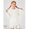 Haloumoning Girls Cute Heart Love Print Sweater Tops Oversized Crew Neck Dot Ball Knitted Valentine Pullover 5-14 Years(White)