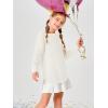 Haloumoning Girls Cute Heart Love Print Sweater Tops Oversized Crew Neck Dot Ball Knitted Valentine Pullover 5-14 Years(White)