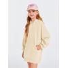 Haloumoning Girls Hoodie Dress Long Sleeve Hooded Sweatshirts Dress Cute Fall Outfits with Pockets 5-14 Years(Beige)