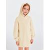Haloumoning Girls Hoodie Dress Long Sleeve Hooded Sweatshirts Dress Cute Fall Outfits with Pockets 5-14 Years(Beige)